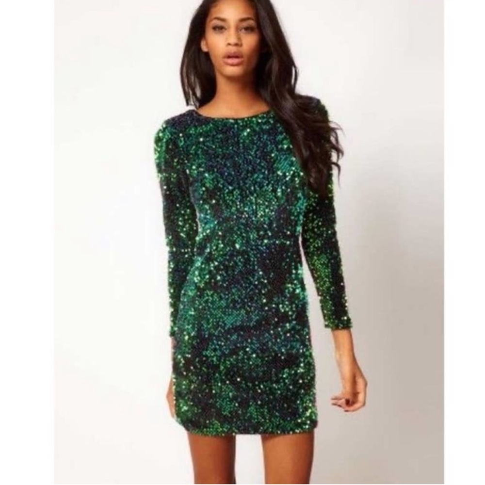 Tube Green Dress. Paillette Dress